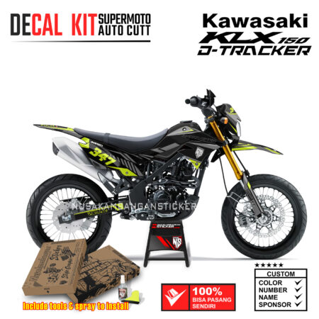 Decal Sticker Kit Supermoto Dirtbike Kawasaki KLX Dtraker 150 Grafis 02 Hitam Abu Hijau Nusakambangansticker