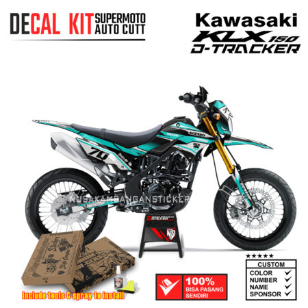 Decal Sticker Kit Supermoto Dirtbike Kawasaki KLX Dtraker 150 Grafis 03 Biru Tosca Kombinasi Putih