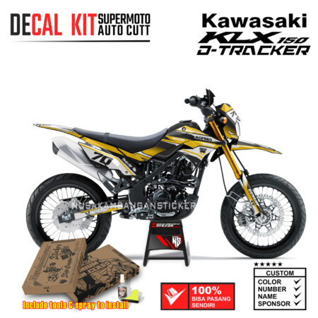 Decal Sticker Kit Supermoto Dirtbike Kawasaki KLX Dtraker 150 Grafis 03 Kuning Kombinasi Putih