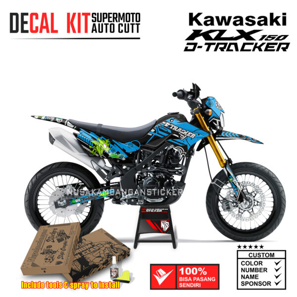 Decal Sticker Kit Supermoto Dirtbike Kawasaki KLX Dtraker 150 Grafis Racing 01 Biru
