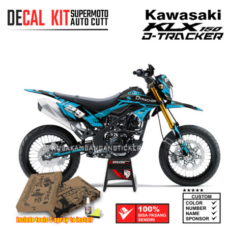 Decal Sticker Kit Supermoto Dirtbike Kawasaki KLX Dtraker 150 Hitam Grafis Biru Nusakambangansticker