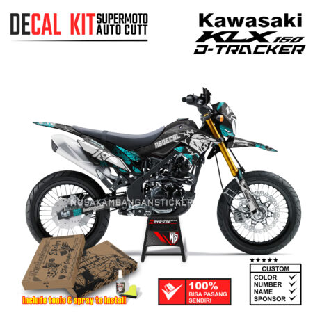 Decal Sticker Kit Supermoto Dirtbike Kawasaki KLX Dtraker 150 Militan X Supermoto Biru Tosca