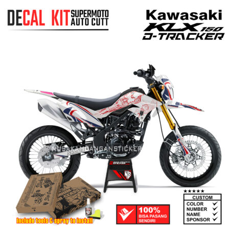 Decal Sticker Kit Supermoto Dirtbike Kawasaki KLX Dtraker 150 Putih Grafis Siluet Nusakambangansticker