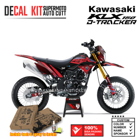 Decal Sticker Kit Supermoto Dirtbike Kawasaki KLX Dtraker 150 Sarang Tawon Grafis Merah