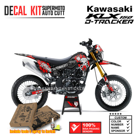 Decal Sticker Kit Supermoto Dirtbike Kawasaki KLX Dtraker 150 Superbacott X Militan Merah
