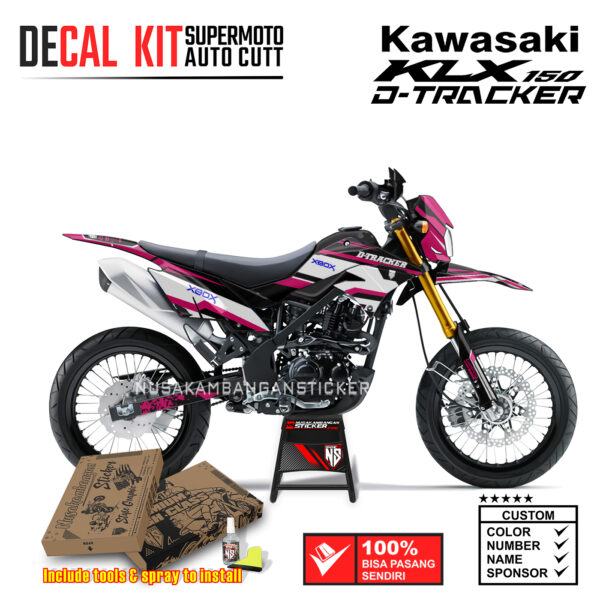 Decal Sticker Kit Supermoto Dirtbike Kawasaki KLX Dtraker 150 Xbox Grafis Pink Nusakambangansticker