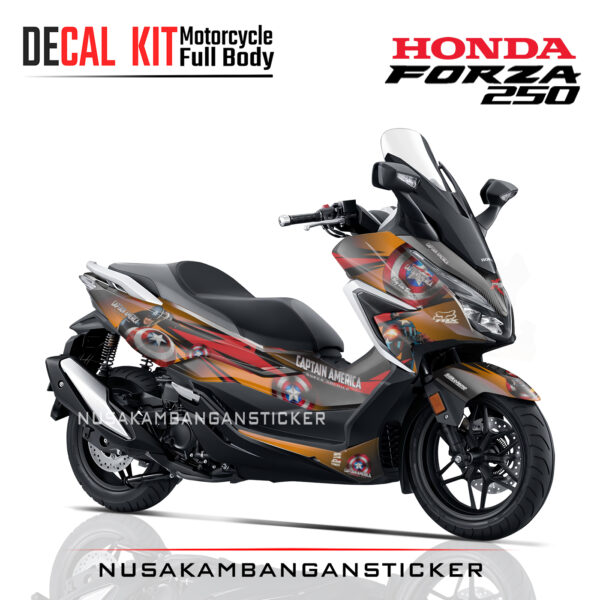 Decal Stiker Honda Forza 250 Captain America Orange Kombinasi Hitam Modifikasi Sticker Full Body