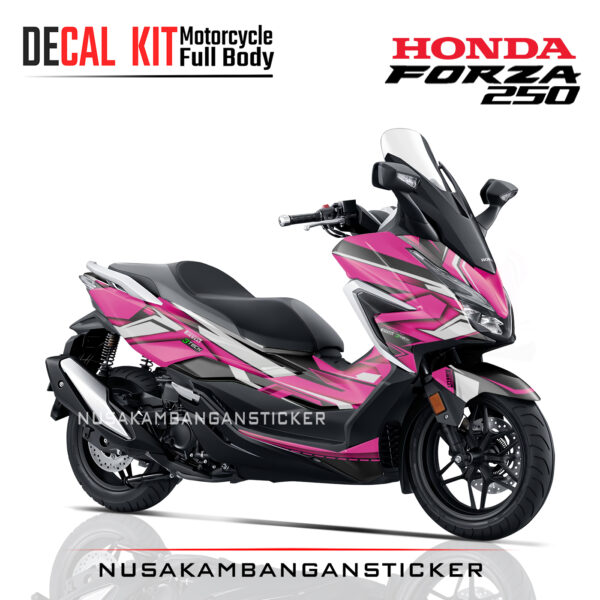 Decal Stiker Honda Forza 250 Racing Grafis Pink Kombinasi Hitam Modifikasi Sticker Full Body
