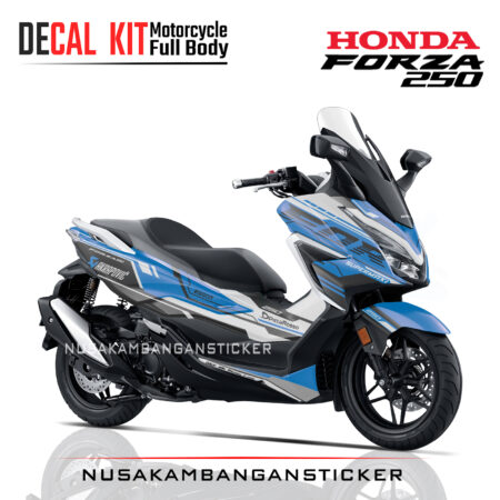 Decal Stiker Honda Forza 250 Supermaxi 01 Biru Grafis Putih Modifikasi Sticker Full Body
