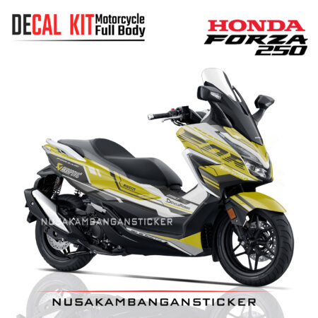 Decal Stiker Honda Forza 250 Supermaxi 01 Kuning Grafis Putih Modifikasi Sticker Full Body