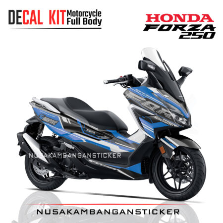 Decal Stiker Honda Forza 250 Supermaxi 02 Biru Grafis Putih Kombinasi Hitam Modifikasi Sticker Full Body