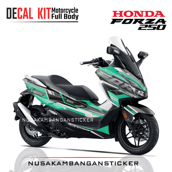 Decal Stiker Honda Forza 250 Supermaxi 02 Hijau Tosca Grafis Putih Kombinasi Hitam Modifikasi Sticker Full Body