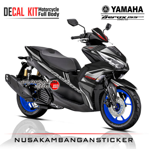 Decal Stiker Yamaha All New Aerox 155 Vva Conected Black Grey Sticker Full Body