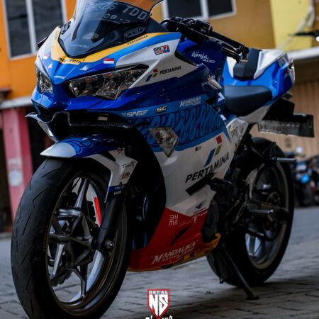 Decal Sticker Kawasaki All New Ninja 250 Fi 2018 Livery Mandalika SAG Biru Modifikasi Stiker Full Body 03