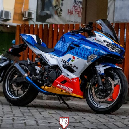 Decal Sticker Kawasaki All New Ninja 250 Fi 2018 Livery Mandalika SAG Biru Modifikasi Stiker Full Body 04