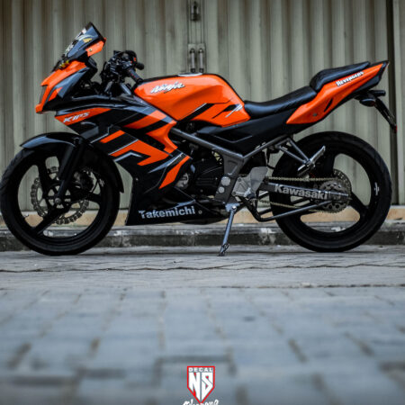 Decal Sticker Kawasaki Ninja 150 RR Orange Grafis Hitam Motorcycle Graphic Kit 01