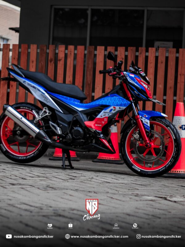 Decal Stiker Honda SONIC 150 Livery Mandalika Racing TEAM indonesia Moto GP 2021 BIRU Modifikasi Sticker Full Body 03