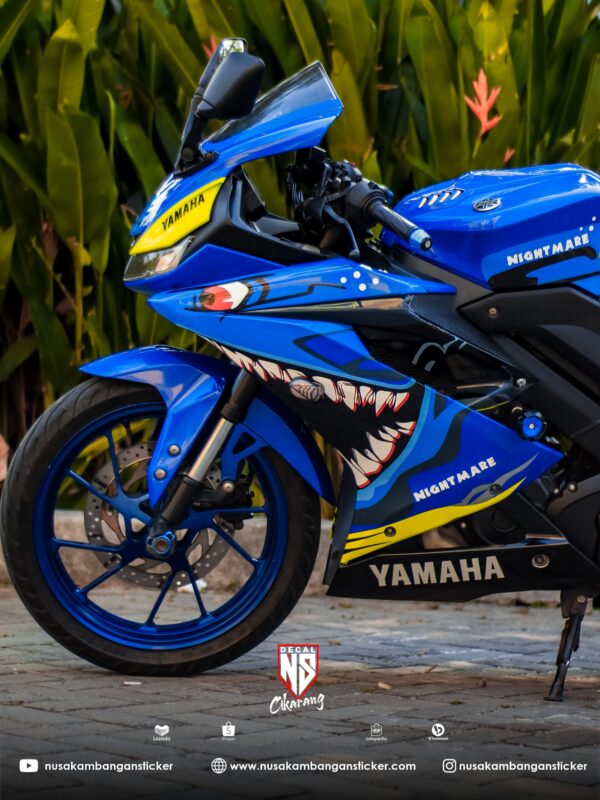 Decal Stiker Yamaha R15 V3 VVA 155 - Livery Shark Blue Stich Sticker Full Body 02