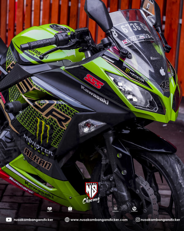 Custom decal stiker NINJA 250 FI Hijau monster Sarang tawon full body 04