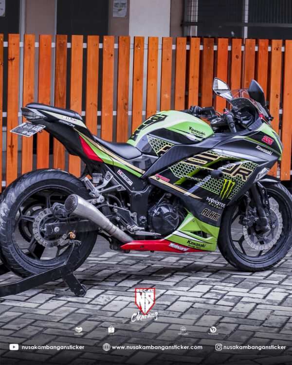 Custom decal stiker NINJA 250 FI Hijau monster Sarang tawon full body 05