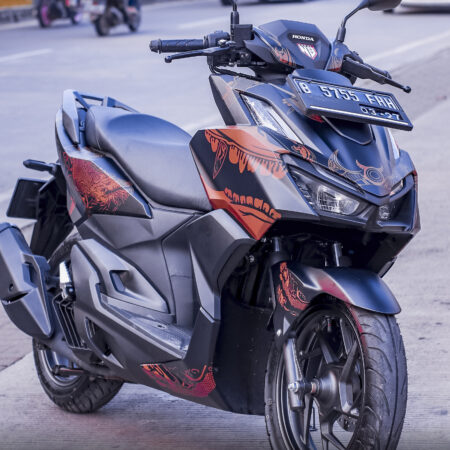 Custom stiker VARIO 160 hitam grafis coklat full body 03