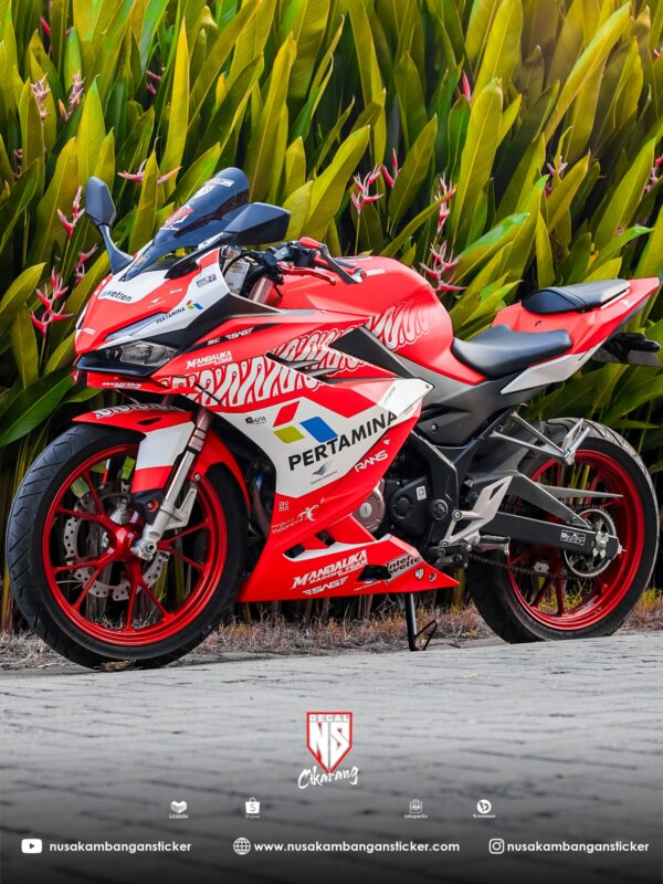 Decal Stiker Motor Honda CBR 150 R 2021 Mandalika Merah Cutting Stiker Modifikasi Sticker Full Body 04