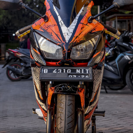 Desain Motor CBR K45 Orens Bercak Cutting Stiker Decal Sticker Full Body 03