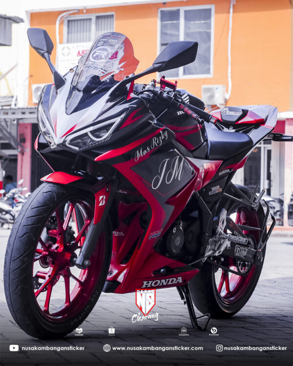 Desain Motor Honda CBR 150 R All New Hitam Merah Karbon Modifikasi Stiker Full Body 02