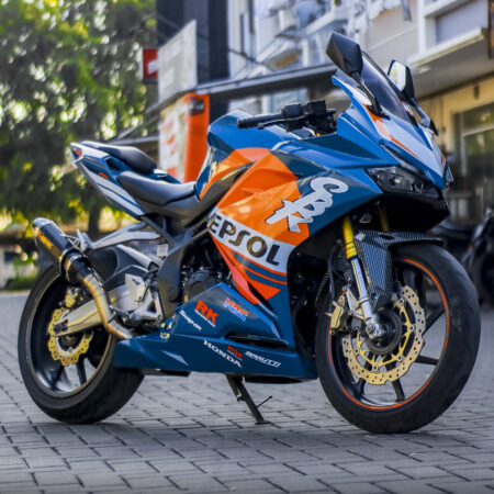 Desain Motor Honda CBR 250 RR Repsol Biru Tosca Cutting Stiker Decal Sticker Full Body 05