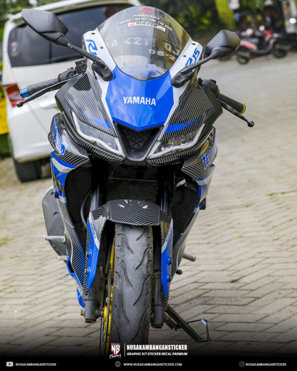 Desain Motor Yamaha R15 V3 Karbon Grafis Biru Modifikasi Stiker Full Body 03