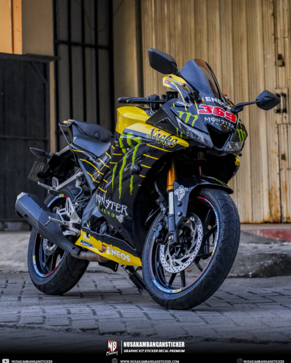 Desain Motor Yamaha R15 V3 Monster Kuning Modifikasi Sticker Full Body 04