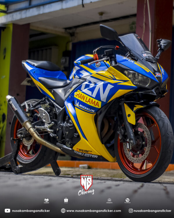 Desain Motor Yamaha R25 Biru Kuning Stiker Modifikasi Full Body 03