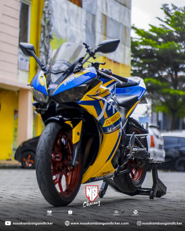 Desain Motor Yamaha R25 Biru Kuning Stiker Modifikasi Full Body 04