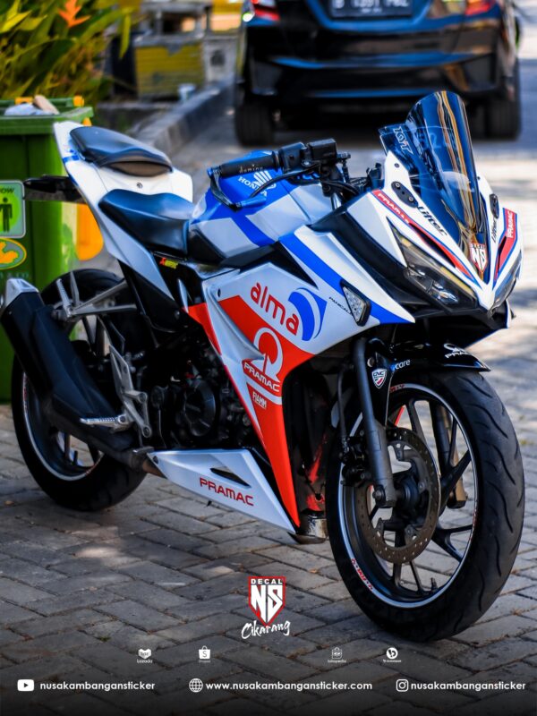 Stciker Motor Honda CBR 150 R Livery Pramac Putih Modifikasi Stiker Full Body 01