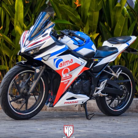 Stciker Motor Honda CBR 150 R Livery Pramac Putih Modifikasi Stiker Full Body 05