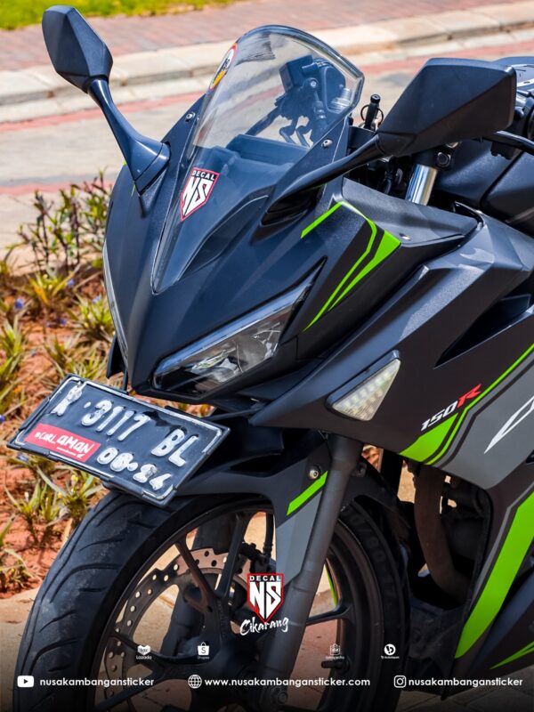 Sticker Motor Honda CBR 150 R All New Hitam Grafis Hijau Modifikasi Stiker Full Body 04