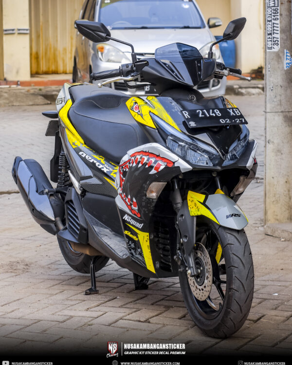Sticker Motor Yamaha Aerox 155 Conected Shark Kuning Modifikasi Decal Stiker Full Body 05
