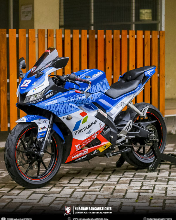 Sticker R15 V3 Livery Mandalika Biru Modifikasi Stiker Full Body 03