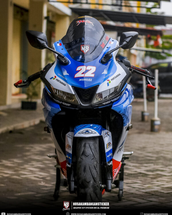 Sticker R15 V3 Livery Mandalika Biru Modifikasi Stiker Full Body 04