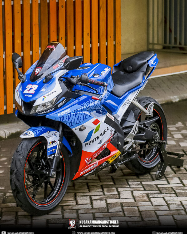 Sticker R15 V3 Livery Mandalika Biru Modifikasi Stiker Full Body 05