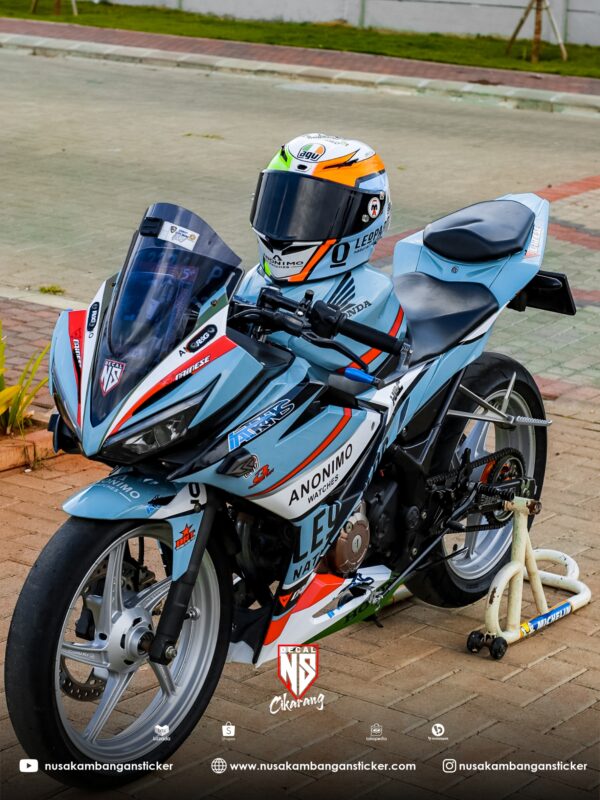 Stiker Motor Honda CBR 150 R All New Biru Motif Helmet Modifikasi Sticker Full Body 02