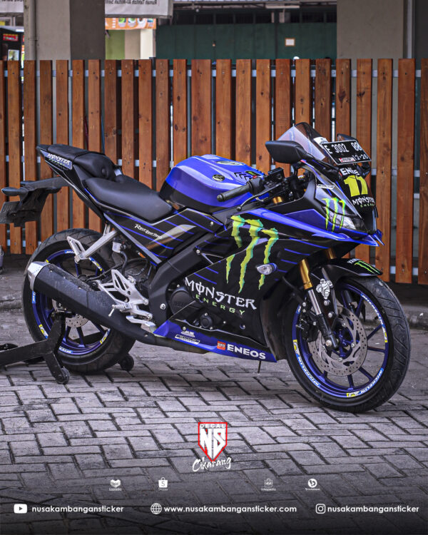 Stiker Motor R15 V3 Moster Biru Modifikasi Sticker Full Body 04