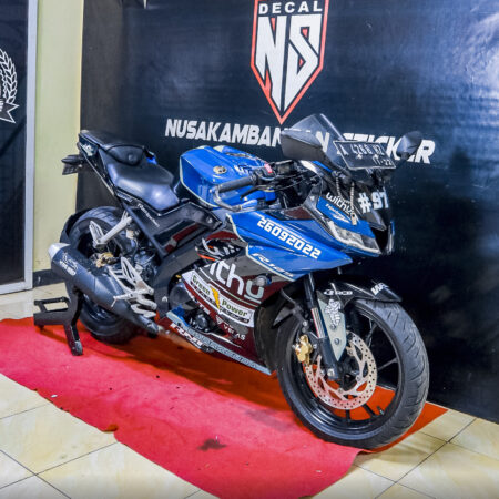 Stiker Motor R15 V3 Withu Biru Abu Abu Modifikasi Sticker Full Body 02