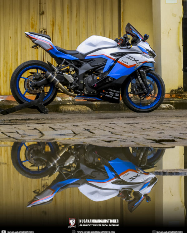 Stiker custom NINJA ZX25R bmw saferty car putih full body 01