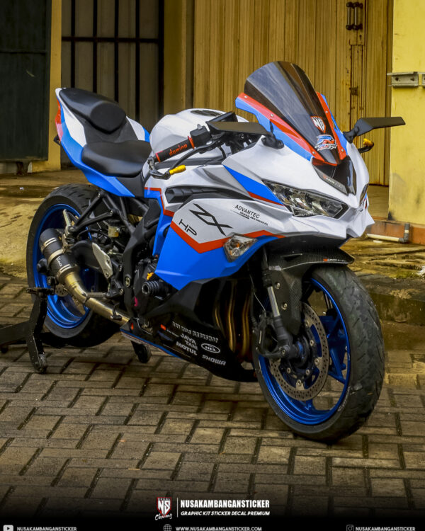 Stiker custom NINJA ZX25R bmw saferty car putih full body 05