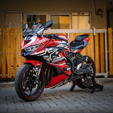 Stiker custom NINJA ZX25R merah bitang racing full body 02