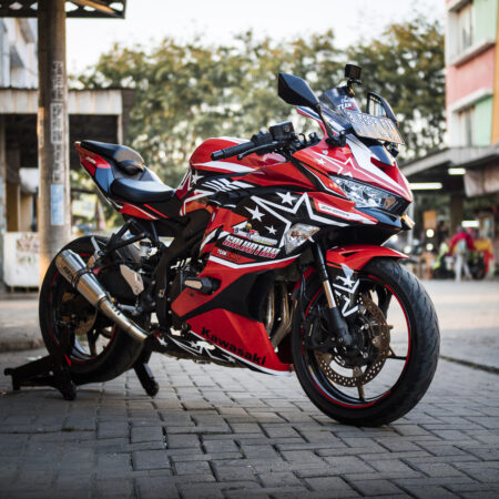 Stiker custom NINJA ZX25R merah bitang racing full body 03
