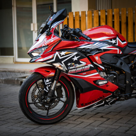 Stiker custom NINJA ZX25R merah bitang racing full body 04