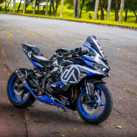 Stiker decal NINJA ZX25R Hitam grafis biru full bosy 03