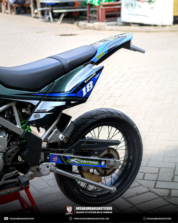 Decal Sticker Kit Supermoto Dirtbike Kawasaki klx hitam biru fullbody 03